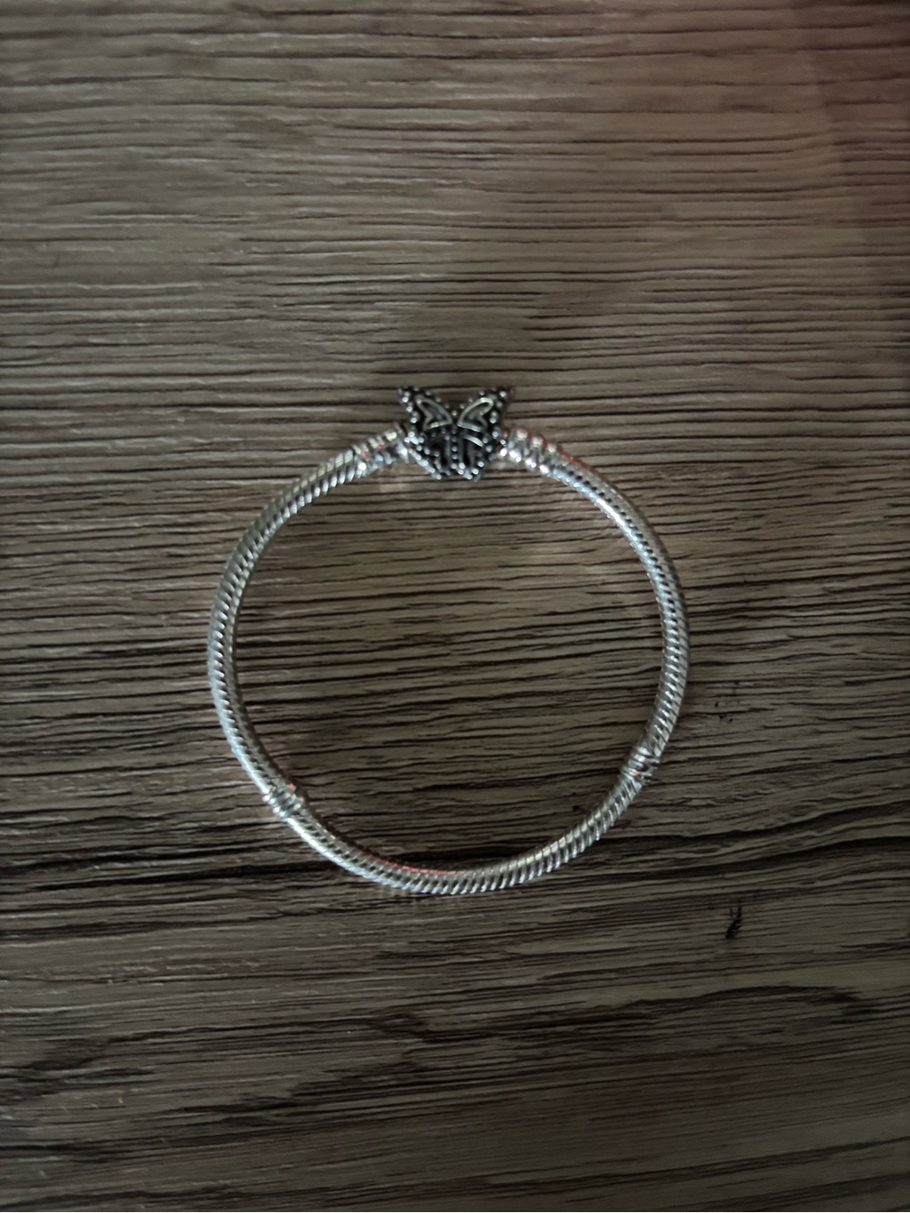 Pandora Silver Butterfly Charm Snake Chain Bracelet